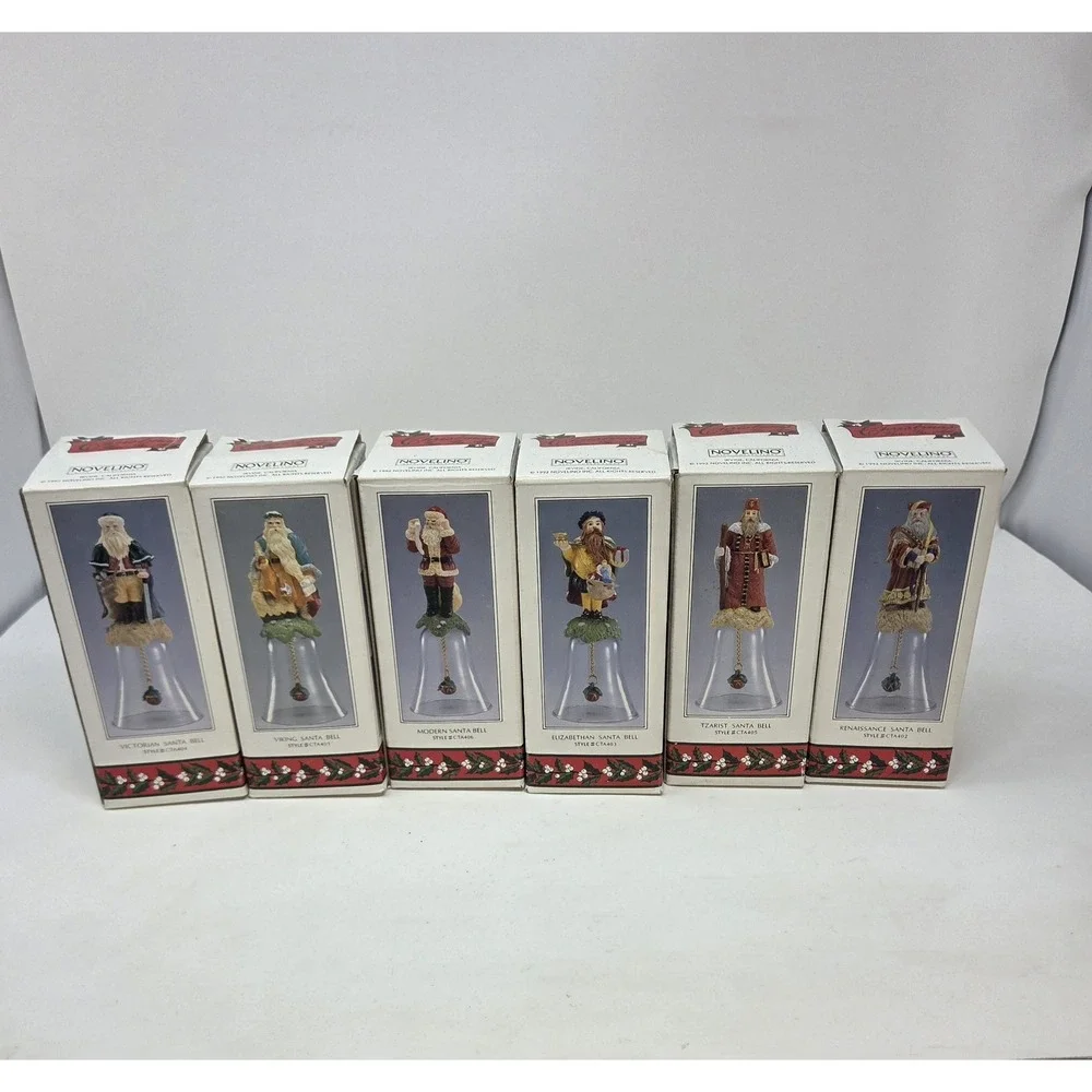 1992 Novelino Santa Bell Lot Christmas Thru The Ages Set of 6 in Boxes